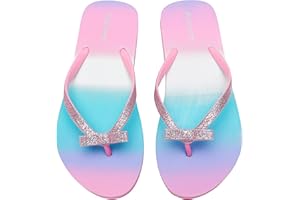 Ataiwee Girl's Flip Flops, Little/Big Kid's Beach Thong Colorful Printed Sandals for Children.