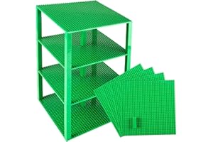 Strictly Briks Lot de 4 plaques de Base - avec Stackers 2x2 améliorées - de qualité - pour Construire Une Tour - Compatible avec Les Plus Grande Marques - 25,4 x 25,4 cm - Vert