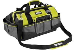 RYOBI - Sac avec fond renforcé (46 x 26 x 29 cm) pour 3 ou 4 outils - 33L -6 poches internes ouvertes - Base renforcée et imperméable à l’eau - RSSMTB1