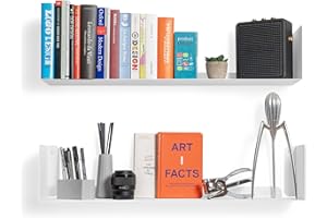 etterr | Pack de 2 Estanterías de Pared | 70x15 cm | 100% Acero | Fabricado en Europa | Estanteria Libros | Baldas Flotantes Pared | Estanteria Blanca | Estanterias Pared | Estante Flotante Pared