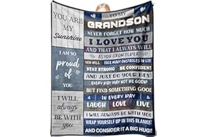 CheriGift Grandson Gifts for Christmas, Birthday Gifts for Grandson - Blue Gray Flannel Throw Blanket - Presents for Grandson's Christmas, Xmas, Graduation,Wedding,Christening