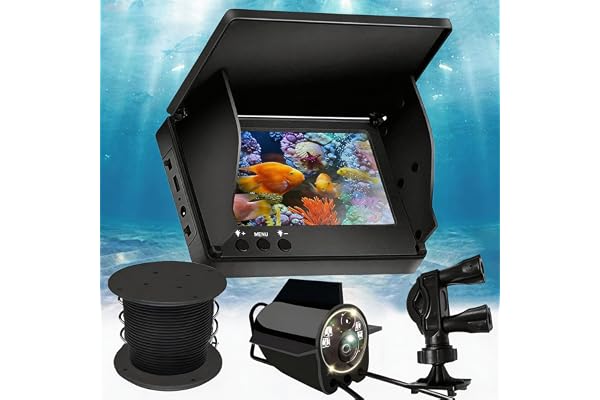 Fish Finder, Sondeur de Peche Camera sous Marine Peche IP65 Étanche avec 5" Écran IPS 8000 mAh Batterie 30M Câble 220° Grand Angle et Vision Nocturne pour Pêche en Mer en Rivière sur Glace