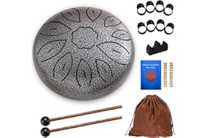 TAECHALINGO Rain Drum - Tambour de pluie 11 notes de 15,2 cm - Tambour de pluie - Tambour de pluie - Tambour de pluie - Tambour de pluie - Tambour de pluie avec maillet - Instrument de percussion (25,4 cm - 15,24