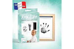 KEEP'LOVE Keep’Love - Pack Cadre Empreintes Bébé, Kit Empreinte Pieds et Mains Bebe, Souvenir Cadeau Naissance, Décoration Originale Chambre Bébé, Cadre Photo Bois Contour Blanc FSC