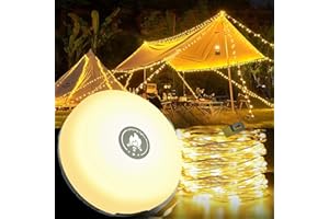 LUCKFEN Guirlande Lumineuse de Camping, 8 Modes D'éclairage,2800mAh,Dure Jusqu'à 14 Heures,4 EN1 Guirlande Lumineuse Extérieure Portable Rechargeable Pour Camping, Cour, Randonnée, Décoration, Noël (32.8ft)