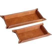 Vide-poche Similicuir - Lot De 2 Plateaux Rectangulaires Pour Clés, Monnaie, Bijoux, Téléphone