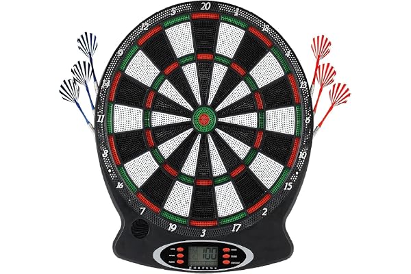 GOTOTOP Cible de fléchettes électronique professionnelle à suspendre, écran LCD, indicateur de score, jeu de fléchettes avec 6 fléchettes (les piles ne sont pas incluses)
