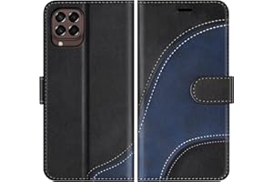 BoxTii Hülle für Galaxy M33 5G, Leder Handyhülle für Samsung Galaxy M33 5G, Ledertasche Klapphülle Schutzhülle mit Kartenfächer und Magnetverschluss, Schwarz