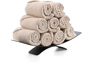 ‎OETAMS OETAMS Guest Towel Holder, No Drilling, Black Guest Towel Holder, Standing, Towel Holder, Bathroom, Stainless Steel Guest Towel Rail, Bathroom Tray, Towel Holder, No Drilling Required