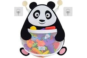 Nooni Care | Rangement Jouet Bain | Panda Filet de Bain Pour Jouets | Organisateur Jouet Bain pour Rangement Jouet Salle de Bain | Rangement Filet Jouets Salle de Bain et 4 Crochets Auto-Adhésifs