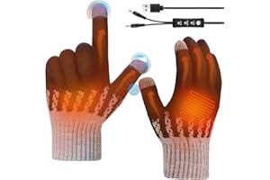 COMBLU Guanti riscaldati USB, scaldamani a 3 livelli regolabili, guanti invernali in maglia calda, lavabili, per interni ed esterni