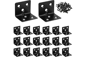 MENGH-SHOP Soporte de Esquina Conector Angular Acero Inoxidable Estante de Ángulo en Forma L Corner Brace con Tornillos para Silla Mueble Ventana Negro 30*30*38mm 20 Piezas