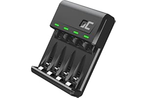 ‎GREEN CELL Green Cell Ładowarka akumulatorów VitalCharger Ni-MH AA R6 Mignon i AAA R03 z portami Micro USB i USB-C, 4-kanałowy system ładowania, sygnalizacja LED.