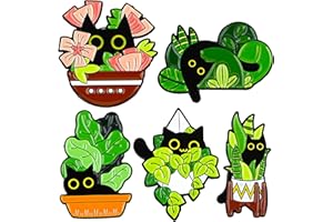 Mabor - Juego de 5 pines esmaltados con diseño de gato negro, broche divertido, insignia de animal para bolsos y ropa