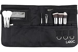 LaRoc Makeup Brush Holder Belt - Adjustable Make Up Brushes & Cosmetics Organiser, Mesh and Zippered Pouches, Ideal for MUA, Students, Amateurs, Professionals - Make Up Organiser