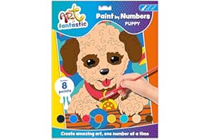 Curious Universe Art Fantastic Puppy - Paint by Numbers for Children - Number Painting Kit for Kids Age 6-14 - Painting by Numbers Animals - Arts and Crafts Gifts - Includes 8 Kids Paints