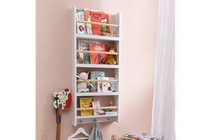 Noa and Nani Elene Display 3 Tier Shelf Bookcase Wall Mounted & Coathook