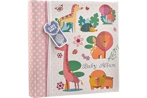 ARPAN Álbum de fotos de 10 x 15 cm para 200 fotos, diseño de animales del bosque, color rosa