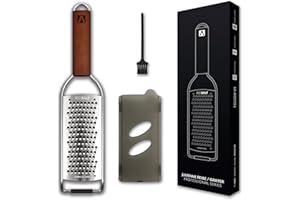 REDSALT® premium râpe à Julienne INOX avec manche en bois | idéale pour le fromage parmesan | légumes carottes pommes de terre courgettes céleri | fruit pomme poire | trancheuse professionnelle