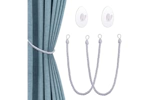 OOTSR Abrazaderas para Cortinas con Ganchos Adhesivos Transparentes, Tiebacks de Cortina Retenciones de Cuerda de Cortina de Ventana para Decoración de Hogar y Oficina(Gris)