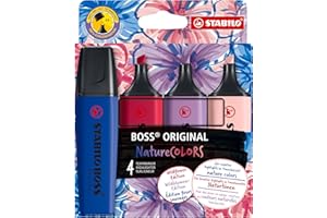 ‎STABILO STABILO - Textmarker - BOSS ORIGINAL NatureCOLORS Wildflower - 4er Pack - rouge, ultramarinblau, grauviolett, burgunderrot