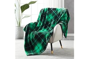 SOCHOW Flanelowy koc polarowy 150 cm × 200 cm, całoroczny koc w kratę na łóżko, kanapę, do samochodu