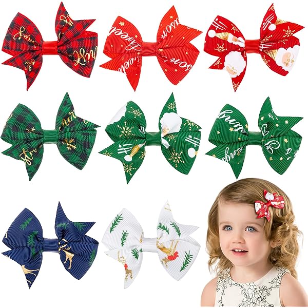 Große Karierte Weihnachts-Schleifen-Haarspangen Für Mädchen – 10,2 Cm – Rot/schwarz – Mit Weihnachtsmotiven – Set 4 Stück