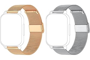 Popglory Watch Straps 22MM Correa de repuesto para reloj inteligente llamada Bluetooth Correas Reloj Silicona/Milán para Hombre y Mujer P66 (2PCS)