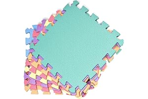 kidoola Foam Baby Play Mat (29x29cm) – Thick & Soft EVA Foam Interlocking Floor Tile Matting for Children – Large Multi Colour, Safe & Comfortable 7mm Thick Play Flooring (9pc)