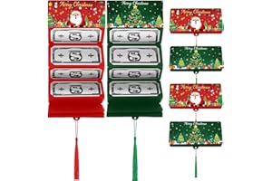 FOSDICK 4 Pièces Carte Noel Porte Billet, Idee Carte Cadeau Noel d'Argent, Carte Porte Billet noel, Pliable Christmas Card pour billets de Banque, Coupons, Tickets (Rouge, Vert)