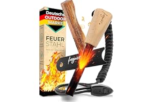 ‎FREIGEIST ESPRIT LIBRE Feuerstahl Outdoor 12mm, Feuerstein mit Holzgriff für maximalen Funkenflug, Feuerstahl Zunder, Survival Kit, Set: Magnesium Feuerstarter + Paracord + Notfallpfeife + Beutel + Kienspan