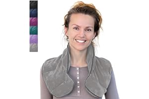 Qomfor Almohadilla de Calefacción para Microondas - Calmante Ponderado para Cuello y Hombros - Calentador para Aliviar el Estrés y el Dolor (Gris Claro)