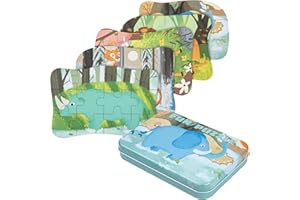 BBLIKE Puzzle per bambini, puzzle dinosauro per bambini, 5 immagini puzzle, adatto per ragazzi e ragazze, puzzle in legno a partire dai 3 ai 4 e 5 anni (Elefante)