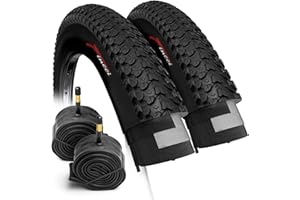 Paire de Fincci VTT de Montagne Hybride Pneus de vélo 26 x 2,125 et Schrader Chambres