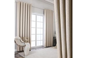 Krismile Total Blackout Curtains 84 inch Drop -Thermal Insulated Soundproof & Noise Reducing, Thick Long Lined Curtains for living Room,Bedroom Darkening Curtains, 52 x 84inch,Camel Beige,2 Panels