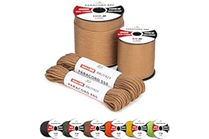 Brotree 4mm Paracord 550 7 Hebras Cuerda de Nylon 30M Tipo III Cuerda de Paracaídas para Supervivencia, Al Aire Libre, Bricolaje - 250kg Carga de Rotura (Marrón Coyote)