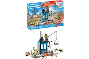 PLAYMOBIL Action Heroes Promo Pack 71650 Cantiere, con tre personaggi, gru mobile e tanti accessori inclusi, giocattolo per bambini dai 4 anni in su