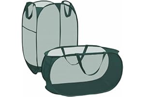 DAWNTREES Pop Up Faltbare Wäschekörbe 2 Stück,75L Mesh Laundry Hamper Baskets,Großer Aufbewahrungskorb mit Seitentasche,Anwendbar auf die Lagerung von Kleidung(grün)