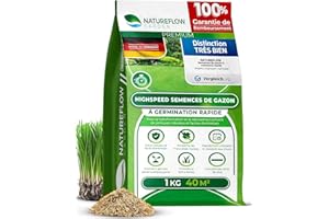 Gazon Regarnissage Rapide 1kg (40m2) - Fabriqué en Allemagne - Résistant & Autoréparation Naturelle - Pelouse Regarnissage - pelouse a semer - Semence Gazon Croissance Rapide