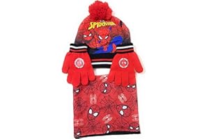 REQUETEGUAY URBAN RU Mütze, Schlauchschal und Handschuhe Spiderman Marvel für Kinder | Winterset Spiderman Marvel Mütze, Halstuch mit Innenfutter und Handschuhen