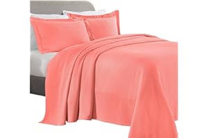 Superior Couvre-lit en Coton, Corail, Grand lit