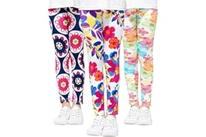 Adorel Dziewczęce Legginsy Kolorowe Spodnie w Kwiaty Pakiet 3 Kwiaty 6-7 Lat (Rozmiar producenta: 70)