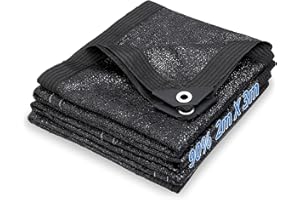 EMEKIAN 90% Schwarzes Sonnenschutz-Beschattungstuch, UV-Beständiges Sonnenschutzdach mit Ösen, Outdoor-Sonnenschutznetz für Garten, Gewächshaus, Pergola, Hinterhof, Terrasse, Blumenpflanzen (2m x 3m)