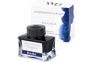 WORDSWORTH & BLACK Wordsworth and Black Fountain Pen Ink Bottle (50 ml) Premium Luxury Edition, [Royal Blue] Fountain Pens Bottled Ink; Classic Designed Bottle Smooth Flow 50 ml