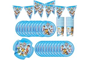 Doyomtoy Partygeschirr Set Kinder, Serve 20 Gäste Geburtstag Partygeschirr, Party Banner, Teller, Tassen, Servietten, für Partyzubehör Geburtstag
