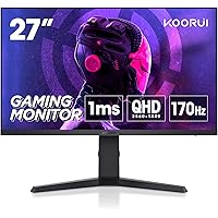 KOORUI 27 Inch Gaming Monitor, 2K Computer Monitors, QHD(2560 * 1440), IPS,1ms, Adpitive Sync, 2x HDMI (144Hz), DisplayPort(1