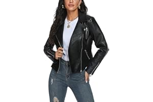 Fahsyee Trench Coat Vestes Cuir synthétique pour Femme, Manteau de Moto Court et léger en Similicuir végétalien, Tendance, Jaune, Taille XL