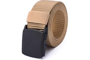 Mile High Life Nylonowy pasek tkany, outdoorowy pasek wojskowy, przycięty do 132 cm, szerokość 3,8 cm, bezpieczna plastikowa klamra TSA