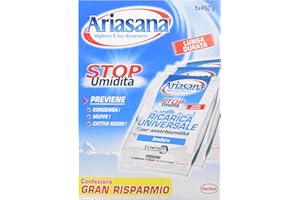 Ariasana Ricarica in Sali Assorbiumidità Fragranza Inodore Formato Convenienza di 5 Buste da 450 Grammi Assorbono Efficacemente l'Eccesso di Umidità