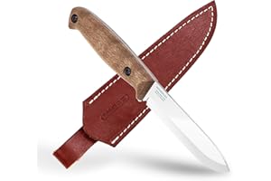 BPSKNIVES BPS Knives BS1FTS - Cuchillo de hoja fija de acero carbono afilado con vaina - Cuchillo de campamento compacto de supervivencia para exteriores